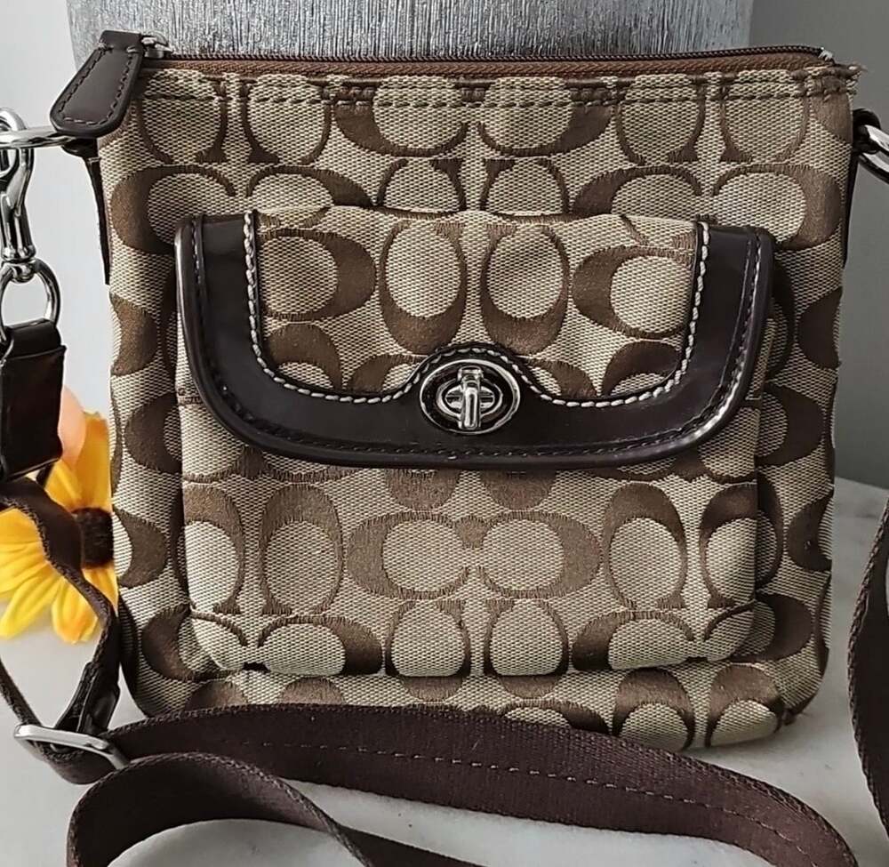 Coach Y2K Signature C Jacquard Park Swingpack Crossbody Brown Bag